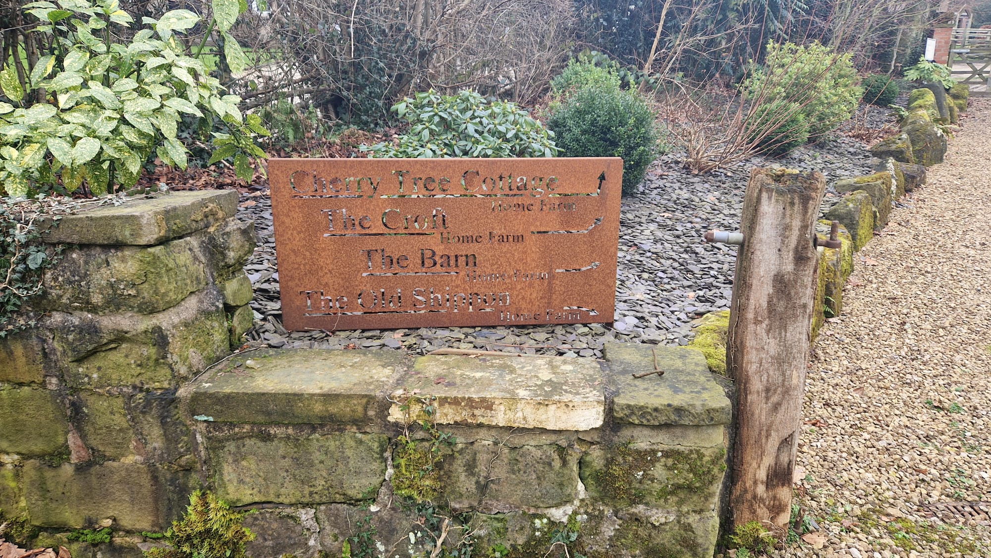 Steel garden artwork installed outdoors